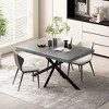 CAVINAS Retro Rectangular Expandable Dining Table with Antique Wood Top & Black Relief Plate, Cross Iron Base Stretch Dining Table with Storage Box - 2 of 4
