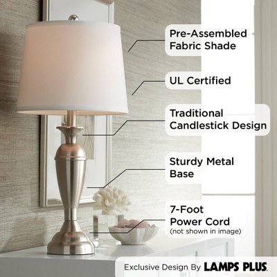 White Brushed Nickel Candlestick Table Lamp Set of 2