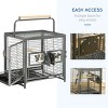19" Travel Bird Cage for Parrots with Handle,Wooden Perch And Bowls,Portable Bird Carrier for Cockatiels And Conures–LAOTIES - 4 of 4