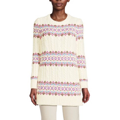 Lands End Women s Cozy Lofty Jacquard Cable Tunic Sweater Target