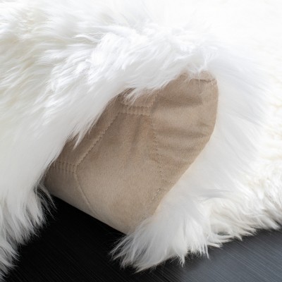Luxurious Hand-Knotted Natural White Sheepskin Fur Rug 2' x 4'