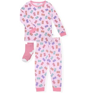 Sleep On It Infant & Toddler Girls 2-Piece Super Soft Jersey Snug-Fit Pajama Set with Matching Socks - 1 of 4
