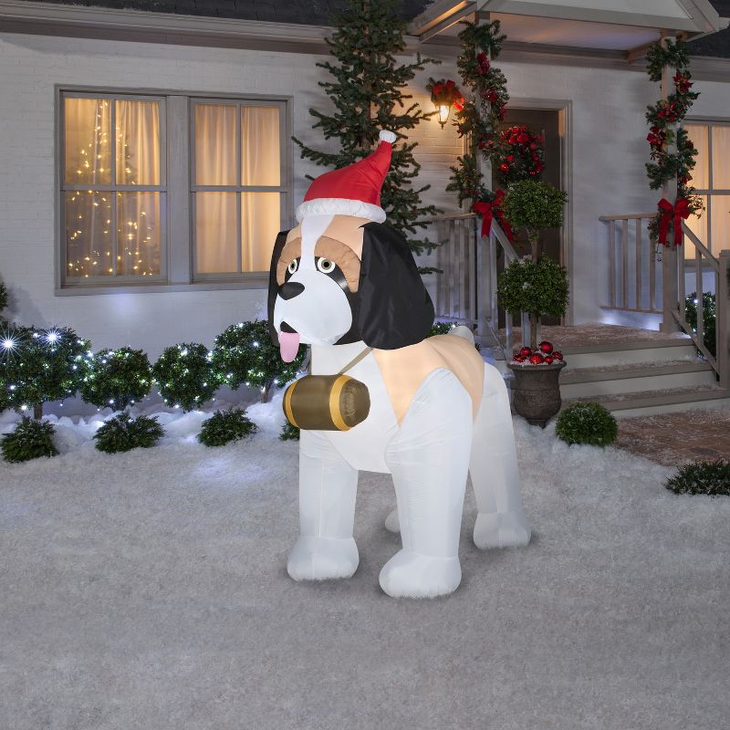 Gemmy Christmas Airblown Inflatable St. Bernard Giant, 9 ft Tall, White, 2 of 5