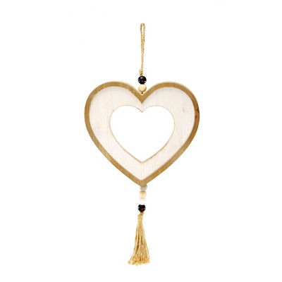 VIP Wood 16 in. Yellow Hanging Heart Ornament Decor