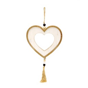 VIP Wood 16 in. Yellow Hanging Heart Ornament Decor - 1 of 4