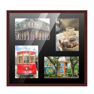 PosterPalooza | Brown Finish Collage Frame - Black Mat, 20 Frame Sizes to Choose From, UV Acrylic - 1 of 4