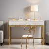 Resenkos Computer Desk, Office Desk, Study Desk,41" Computer Desk, Modern Home Office Writing Desk with 2 Drawers,Gold White - 4 of 4