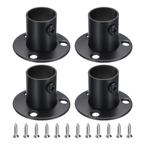 Unique Bargains Stainless Steel Wardrobe Pipe Holder Shower Closet Curtain Rod Pole Brackets 4 Pcs - 1 of 4