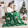 Lomsoe Green Christmas Print Flannel Blanket Soft Cozy Warm Throw Blanket Christmas Gift Blanket Throws for Couch, Bed, Living Room, Office, Travel - 2 of 4