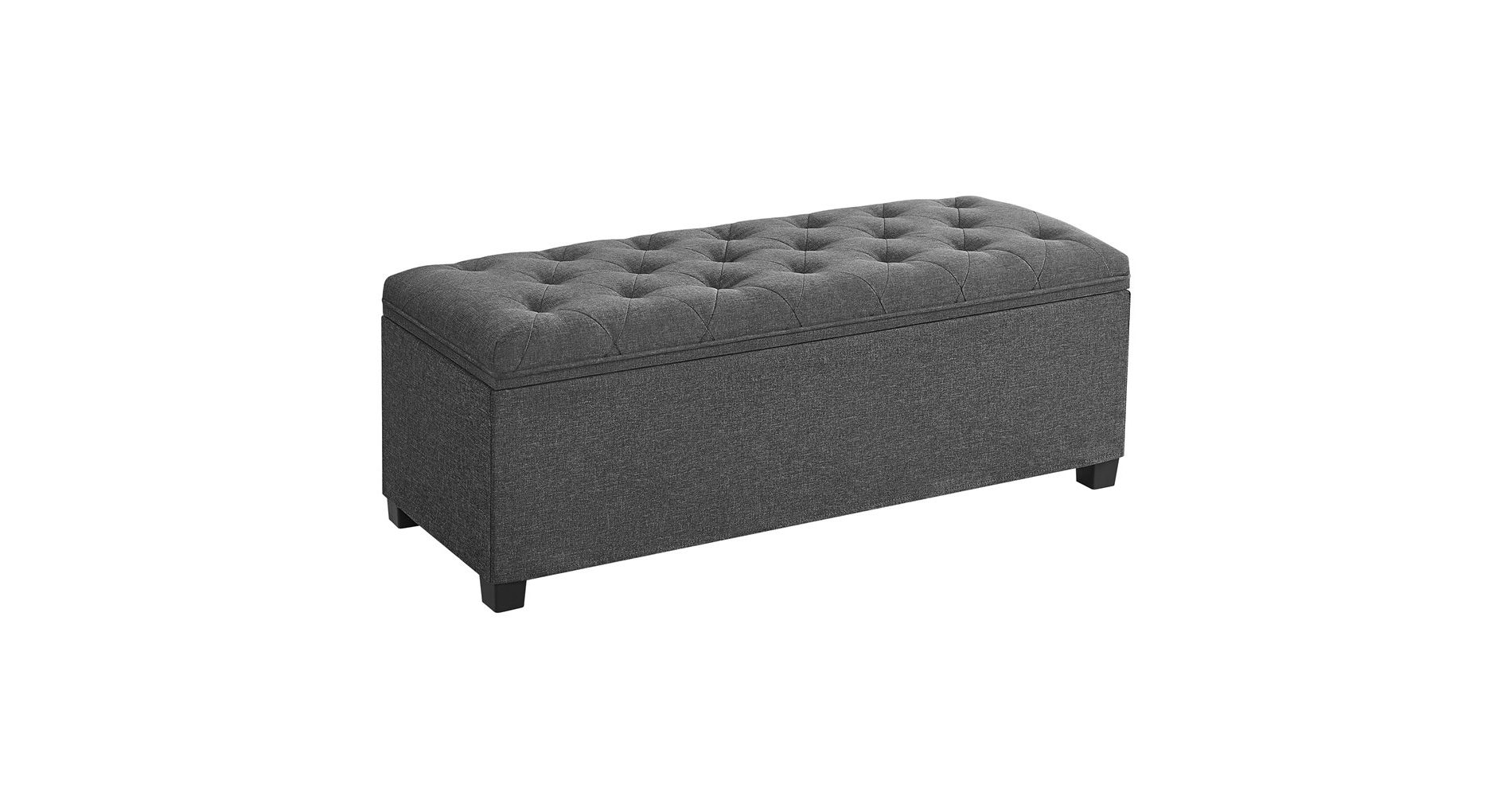 SONGMICS 15.7 x 43.3 x 15.7 Inches Storage Ottoman Bench Hold up to 660lbs Bedroom Ottoman Bench Dark Gray