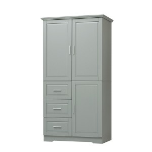 VYNXARIA Tall and Wide Storage Cabinet with Adjustable Shelves and Three Drawers - Gray - 1 of 4
