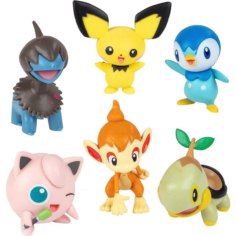 Pokémon Battle Figure Toy Set - 6 Piece - 2" Pichu, Yamper, Turtwig, & More - Gen. 4 Diamond & Pearl Starters - Officially Licensed - Gift for Kids 4+, 2 of 4