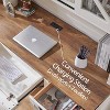SinCiDo 60" Farmhouse L Shaped Office Desk w/ Hutch, Wood Home Office Executive Desk w/ Drawer & Charging Ports, Storage Cabinet - 4 of 4