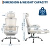 High Back Ergonomic Office Chair with Mesh Back, Retractable Footrest, Adjustable Headrest & Lumbar Support, Wide Computer Chair with Wheels, Beige - 3 of 4