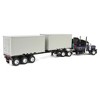 First Gear DCP 1/64 Black Peterbilt 389 63" Mid-Roof Sleeper w/ 2 20' Container Chassis 60-1927 - 3 of 4