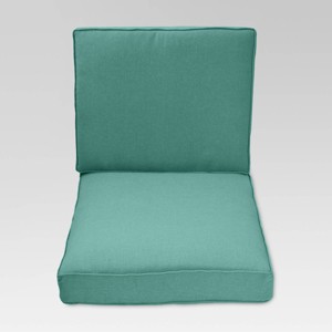 Halsted 2pc Outdoor Steel Wicker Armless Sectional Cushion Set - Turquoise - Threshold