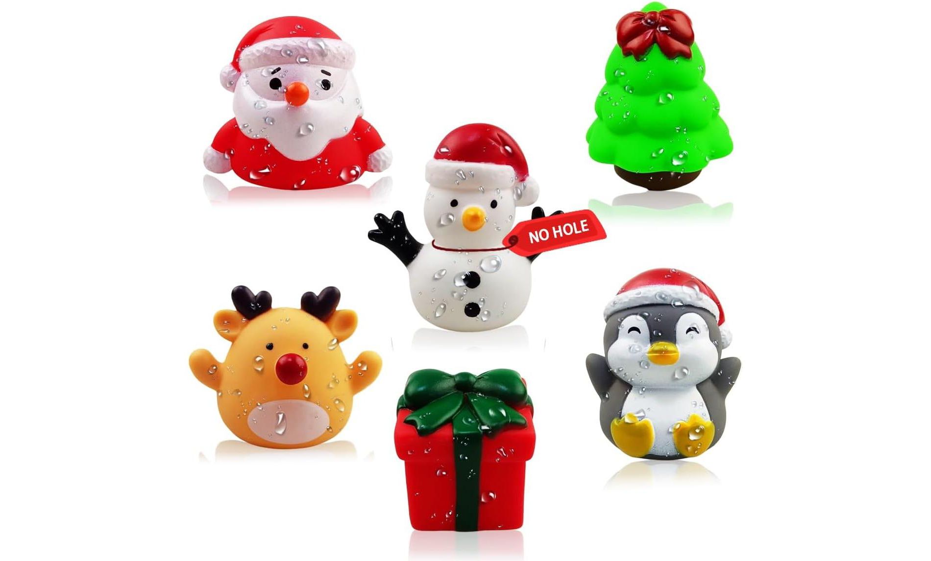 6-Pack Christmas Bath Toys, No-Hole Floating Set for Stocking Stuffers and Gifts