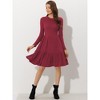 Allegra K Women's Knitted Crewneck Long Sleeves Fit and Flare Sweater Dress - 3 of 4