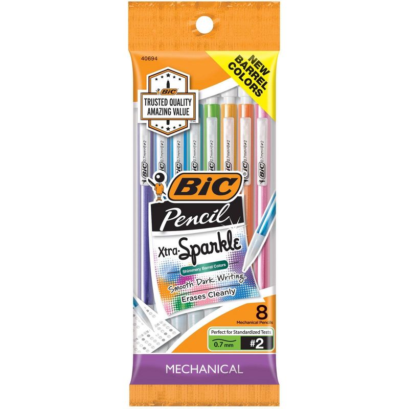 BIC #2 Xtra Sparkle Mechanical Pencils, 0.7mm, 8ct - Multicolor, 3 of 8