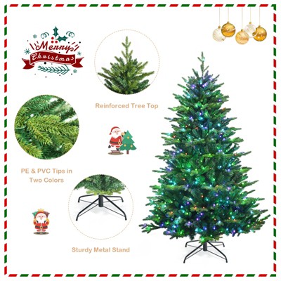 6ft Pine Artificial Christmas Tree with Color Changing LED Lights