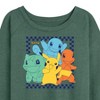 Women's - Pokémon - Group Checker Frame Lightweight French Terry Wide Neck Long Sleeve Shirt - 2 of 4
