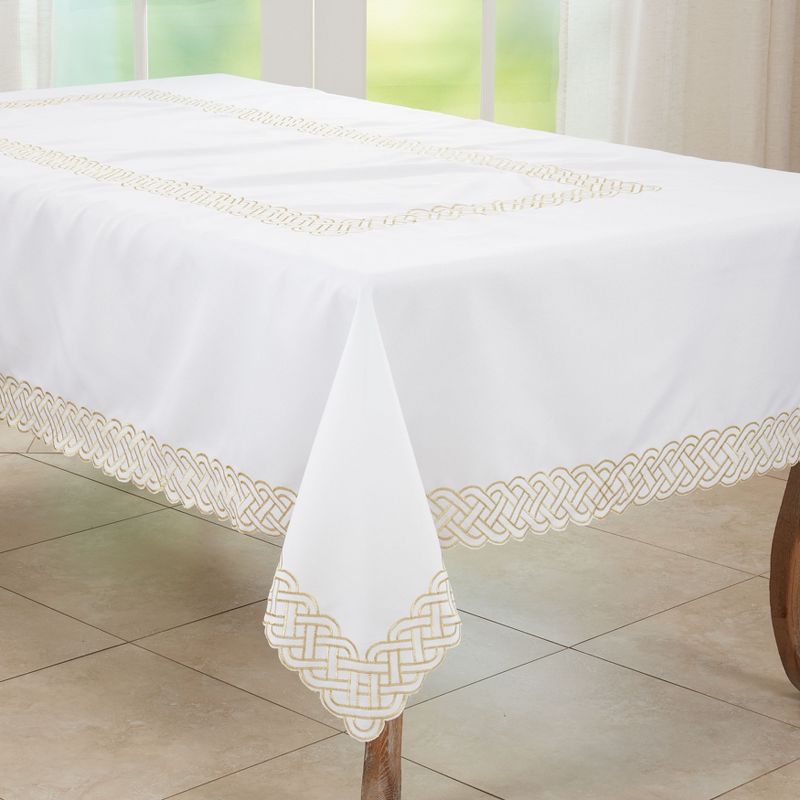 Saro Lifestyle Tablecloth with Braid Embroidered Design, 3 of 5