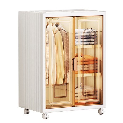 NewHome"Small Stackable Wardrobe Closet for Kids & Adults, Clear Hanging Storage Cabinet with Magnetic Door"white