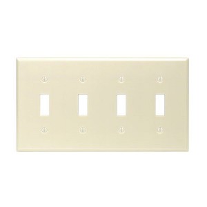 Leviton 4-Gang Plastic Toggle Switch Wall Plate, Ivory - 1 of 1