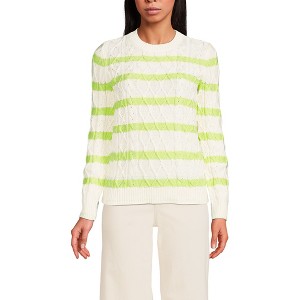 Lands' End Women's Cotton Drifter Crew Cable Pullover Sweater - 1 of 3