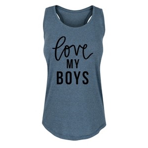 Women's - Instant Message - Love My Boys Graphic Racerback Tank - 1 of 4