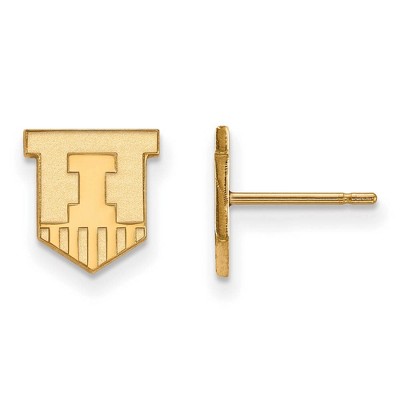 Black Bow Jewelry 14k Yellow Gold Illinois Fighting Illini NCAA Post Earrings