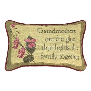 Small Family Pillow 12.5"x8.5"- Grandmothers Hold Us Together Quote by Manual Woodworkers & Weavers - 1 of 3
