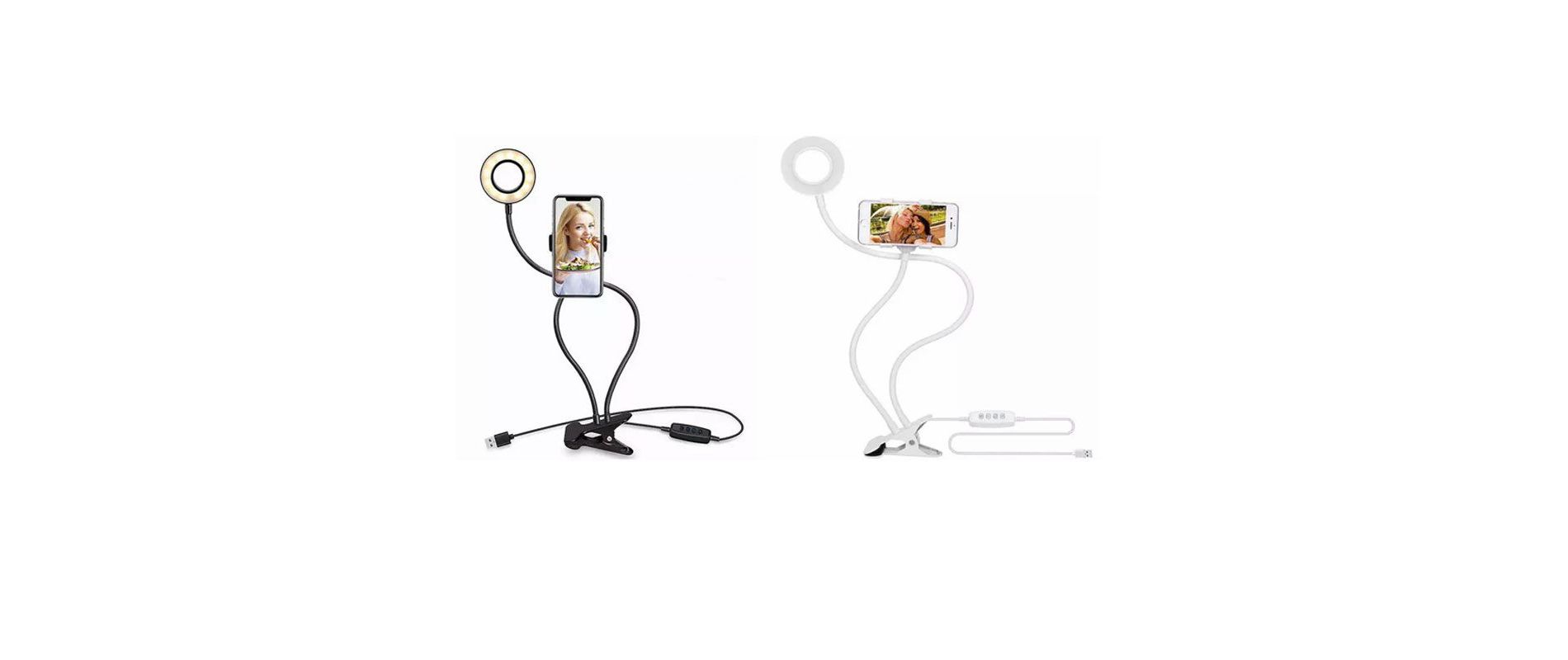 Link LED Selfie Ring Light with Cell Phone Holder with Flexible Stand & Long Arm for Live Stream/Makeup 3 Light Modes and Brightness Levels
