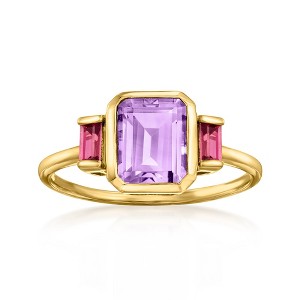 Ross-Simons 1.60 Carat Amethyst and .30 ct. t.w. Rhodolite Garnet Ring in 14kt Yellow Gold - 1 of 4
