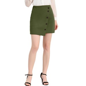 INSPIRE CHIC Women's Asymmetric Wrap Skirt Stretchy Work