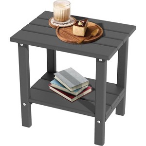 OBOKATA Weather Resistant Outdoor Side Table, Adirondack HDPE Small Outdoor Table, 2-Tier Small Patio Tables for Outside or Indoor,Gray - 1 of 4