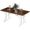 HOMCOM 63"-47" Expandable Dining Table for 4-6 People, Farmhouse Extendable Dining Room Table with Trestle Base, Kitchen Table - 4 of 4