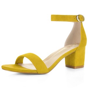 Allegra K Women's Open Toe Block Heel Adjustable Buckled Ankle Strap Sandals - 1 of 4