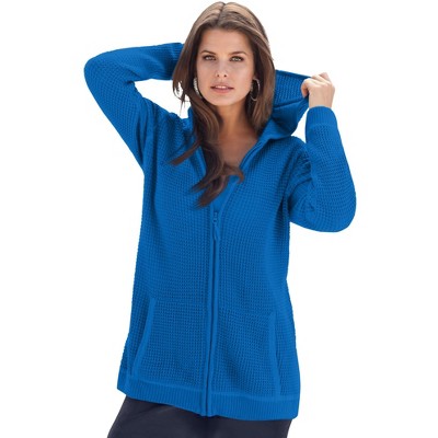 Roaman's Women's Plus Size Classic Length Waffle Zip Hoodie