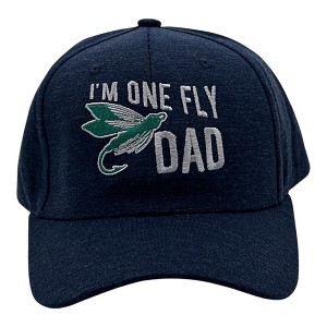 Im One Fly Dad Hat Funny Sarcastic Fishing Fathers Day Graphic Novelty Cap - Crazy Dog Navy Standard - 1 of 4