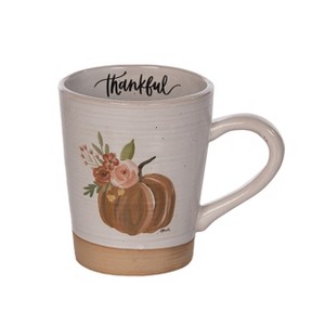 Transpac Floral Pumpkin Ceramic Mug 17oz Thankful Drinkware for Fall Harvest Cozy Autumn Moments Dishwasher Microwave Safe - 1 of 1