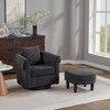 Wooakway Swivel Accent Chair with Ottoman Set Barrel Armchair with Removable Back Pillow with 2 Armrest Covers for Living Room Bedroom Office - 2 of 4