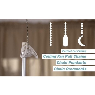 Telescoping Rod with Grabber for Ceiling Fan Chains, 3-Foot, Silver and Black