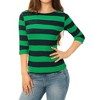 INSPIRE CHIC Women's Stripes Casual Basic Elbow Sleeves Boat Neck Slim Fit T-Shirts - 2 of 4