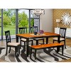 Nordic Dining Set - 6 Piece Kitchen Table & Chair Set - Black Cherry Finish - Rectangle Table with Bench - 2 of 4