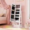 Infans Kids Jewelry Cabinet w/ Full-Length Mirror Foldable Drawer Anti-toppling System - 4 of 4