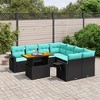 vidaXL 9 Piece Patio Sofa Set with Cushions Black Poly Rattan - 2 of 4