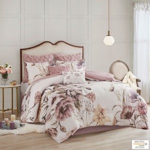 Sapphtopaz Comforter Set 8 Piece Bedding Sets Cotton Elegant Large Floral Pattern Printing Design with Tufted Pillow Quilt Set - 1 of 4