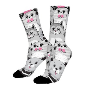 Funny Cat Women Printed Crew Socks Funny Funky Socks Soft Polyester Novelty Gifts for Artists Men - 1 of 1