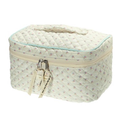 1pc Vintage Floral Cosmetic Bag with Handle - Large Capacity